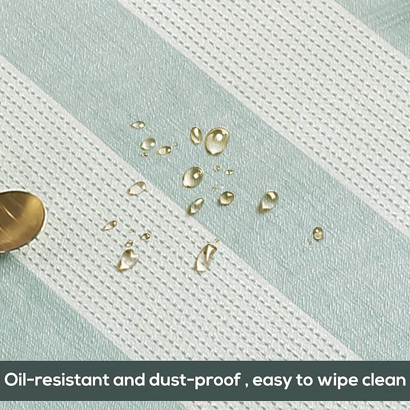 AmHoo Stitching Tassel Tablecloth Striped Table Cloth Rectangle Cotton Linen Dust-Proof Table Cover for Kitchen Dinning 54 x 54 Inch Teal - Image 3